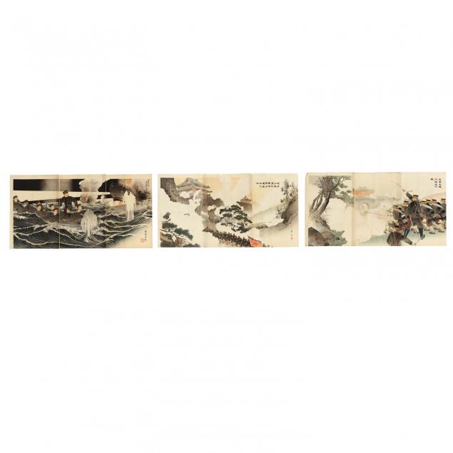 three-russo-japanese-war-print-triptychs-by-hirose-yoshikuni-active-1900-1930