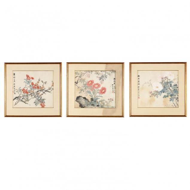 three-chinese-flower-paintings