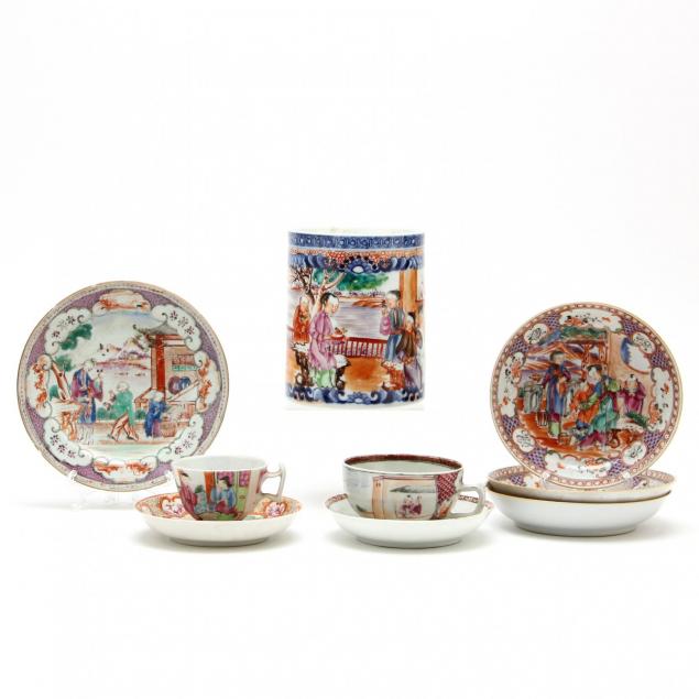 group-of-chinese-rose-mandarin-export-porcelain