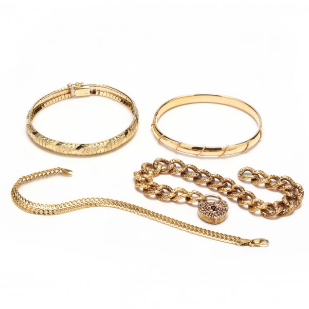 four-14kt-gold-bracelets