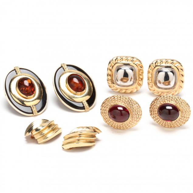 four-pairs-of-14kt-gold-earrings