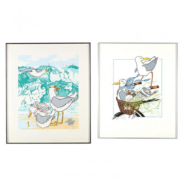 george-davis-20th-c-two-silkscreens-with-seagulls