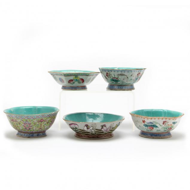 group-of-five-chinese-enamel-bowls