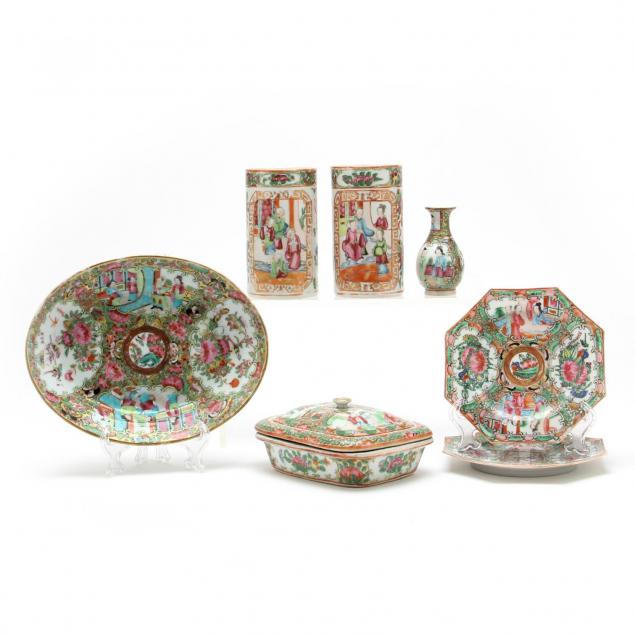 group-of-chinese-export-porcelain-famille-rose-and-rose-mandarin