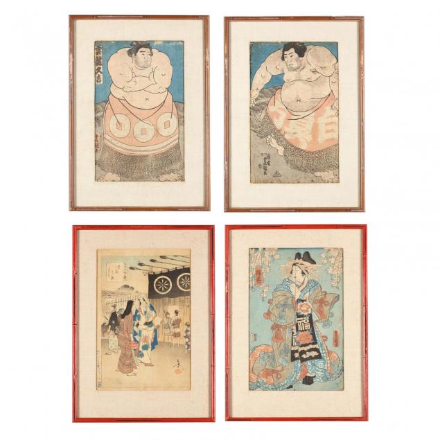 four-japanese-woodblock-prints-by-utagawa-kunisada-1786-1864-and-other