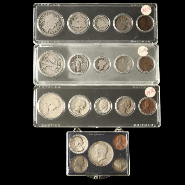 four-pre-1965-20th-century-five-coin-year-sets