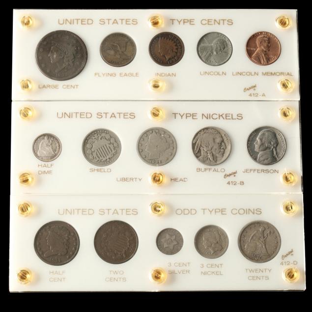 three-sets-of-type-coins-in-capital-plastics-holders