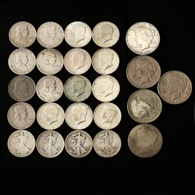 mixed-group-of-circulated-silver-dollars-and-silver-half-dollars