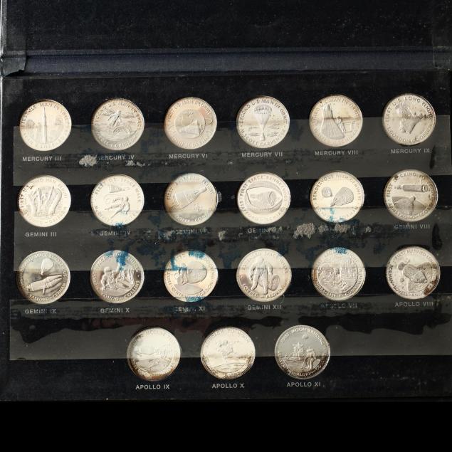 danbury-mint-men-in-space-proof-set-of-21-sterling-silver-medallions