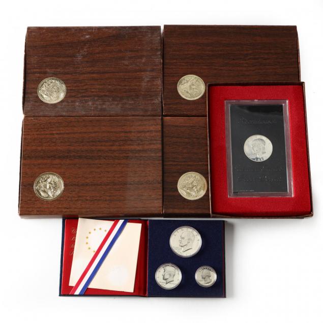 four-proof-eisenhower-silver-dollars-and-a-three-coin-bicentennial-proof-set