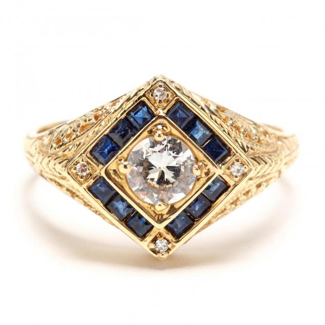 art-deco-style-14kt-diamond-and-sapphire-ring