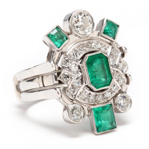 vintage-14kt-white-gold-emerald-and-diamond-ring-and-jacket