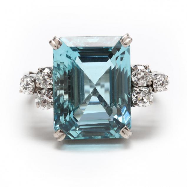 vintage-platinum-white-gold-aquamarine-and-diamond-ring