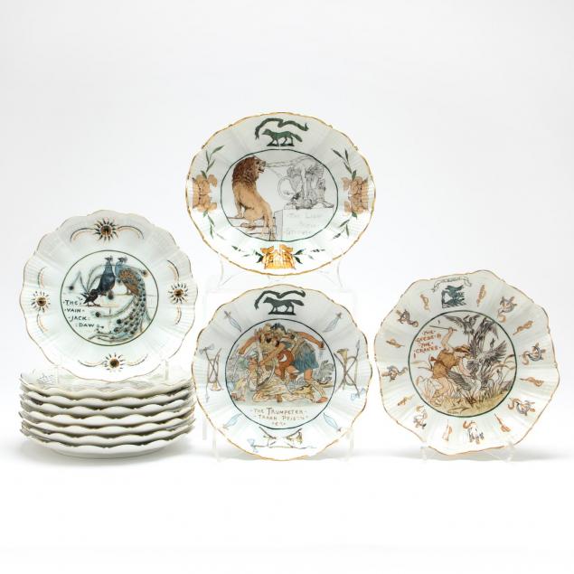 limoges-porcelain-luncheon-set-aesop-fable-motif