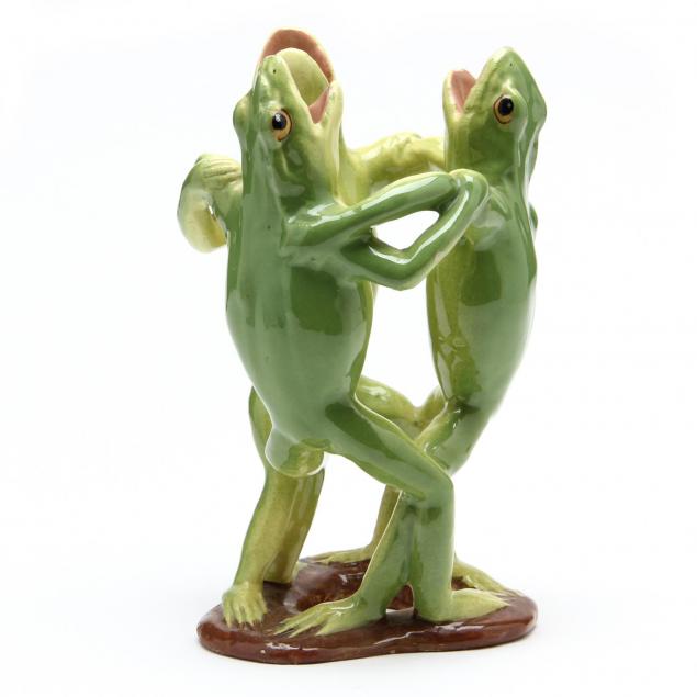 jerome-massier-majolica-triple-frog-vase