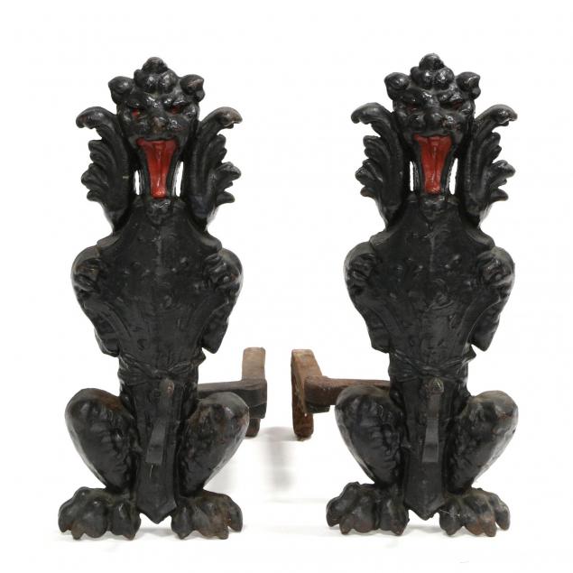 a-pair-of-antique-cast-iron-figural-andirons