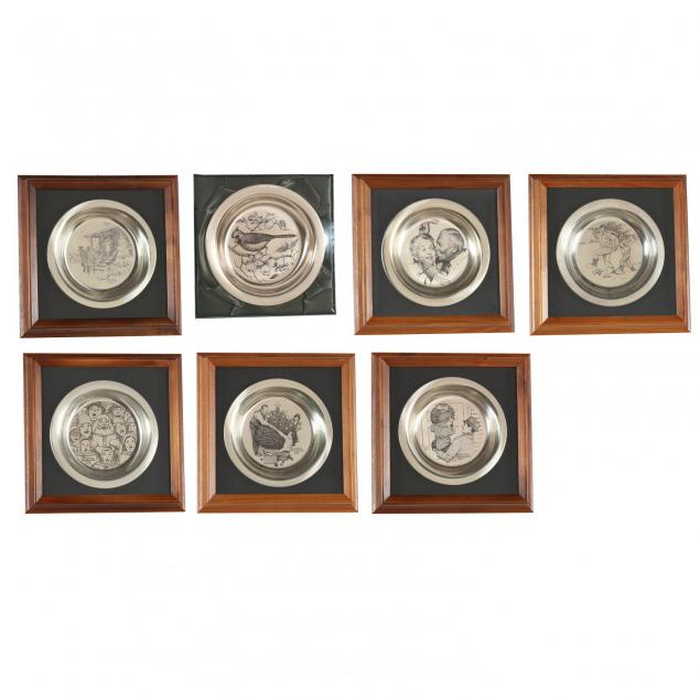seven-sterling-silver-franklin-mint-commemorative-plates