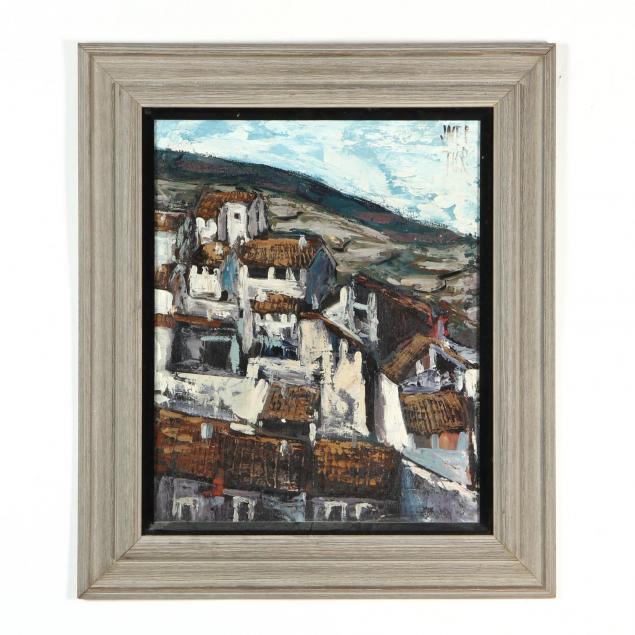 contemporary-painting-of-a-hillside-village