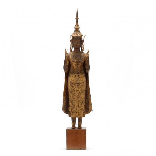 a-thai-gilt-bronze-standing-buddha-sculpture