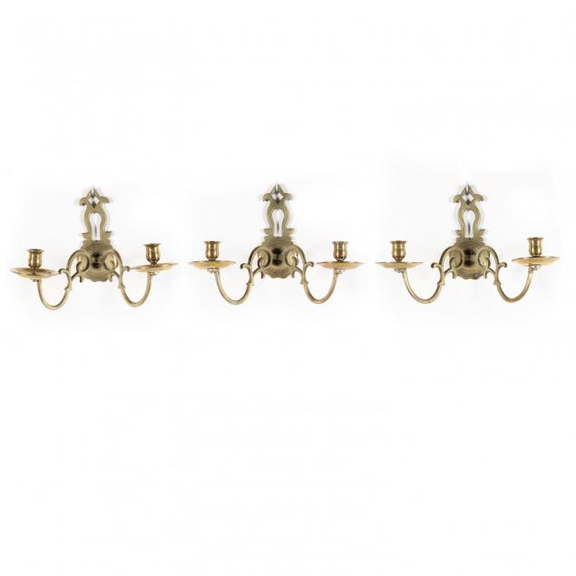 three-colonial-style-brass-sconces