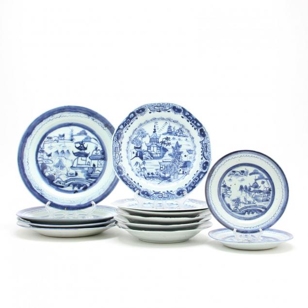 group-of-chinese-export-blue-and-white-plates
