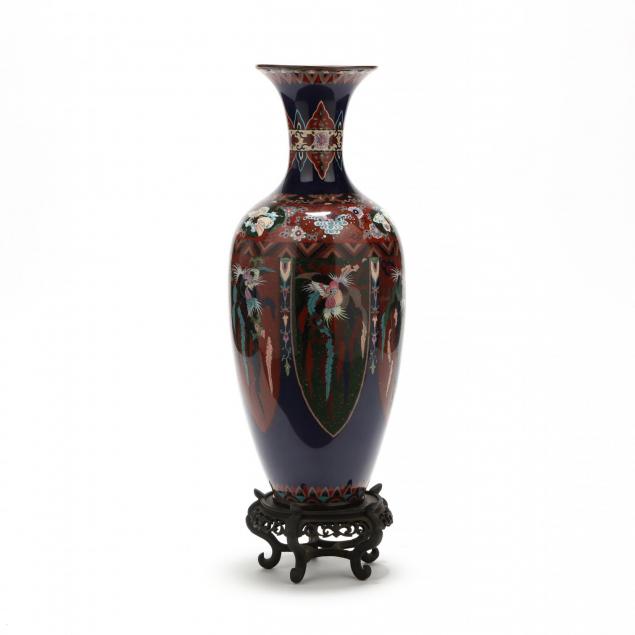 large-japanese-cloisonne-floor-vase-with-phoenixes