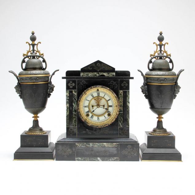 ansonia-marble-clock-set