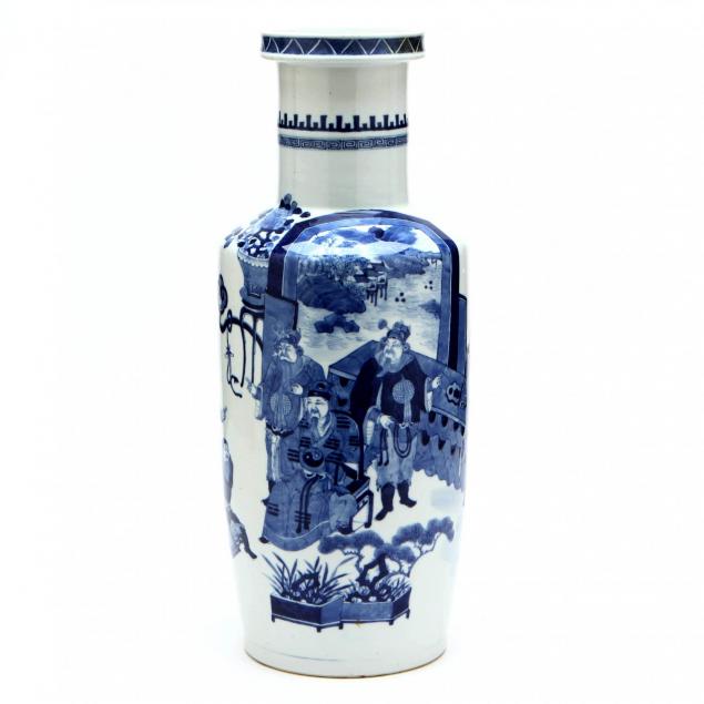 a-chinese-blue-white-porcelain-rouleau-vase