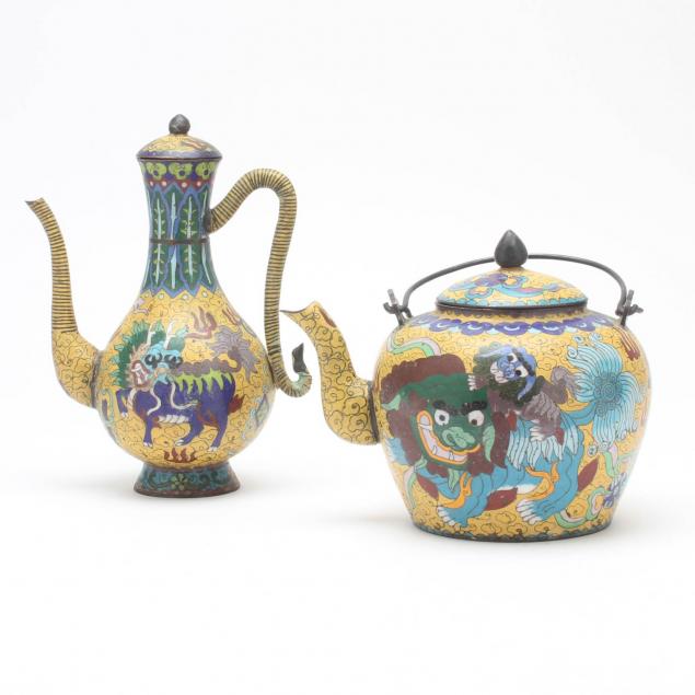 two-cloisonne-teapots