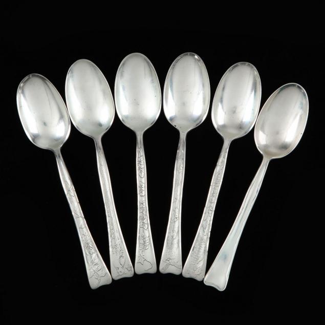 six-tiffany-co-lap-over-edge-sterling-silver-teaspoons