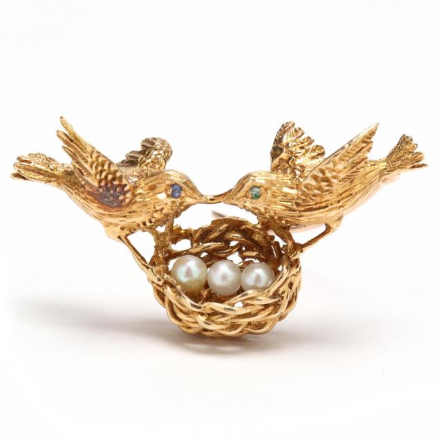 18kt-gem-set-love-birds-brooch-rossi