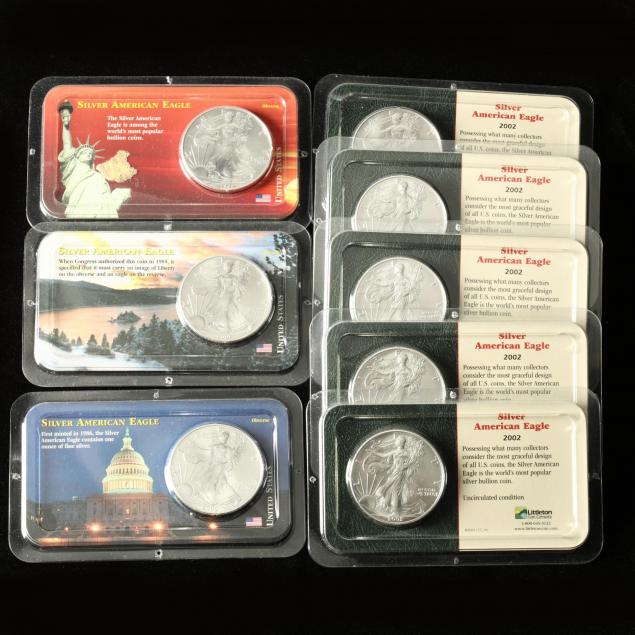 eight-uncirculated-american-eagle-silver-bullion-coins