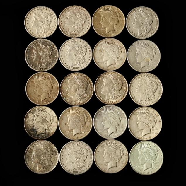twenty-mixed-circulated-morgan-and-peace-silver-dollars