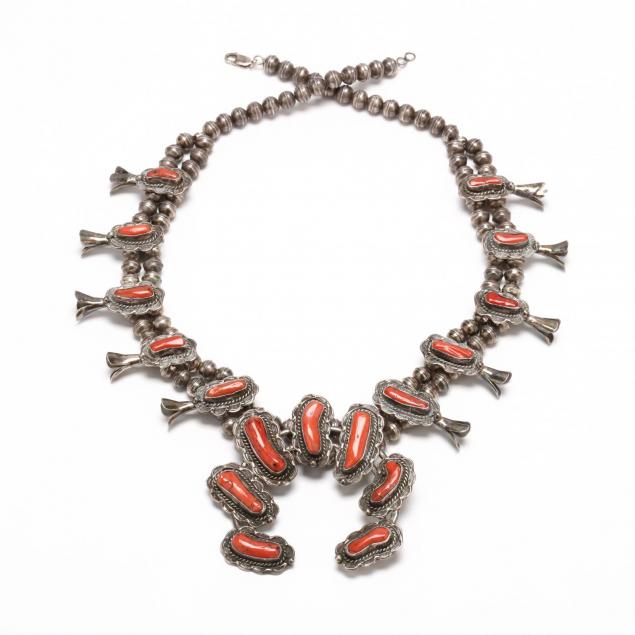 sterling-and-coral-squash-blossom-necklace