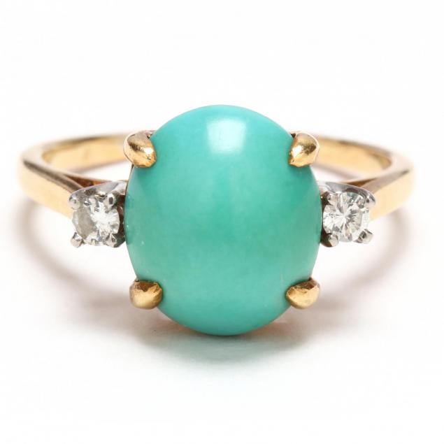 vintage-18kt-gold-turquoise-and-diamond-ring