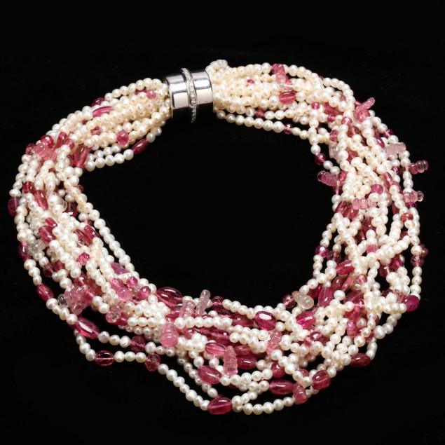 18kt-gold-pearl-tourmaline-and-diamond-torsade-necklace