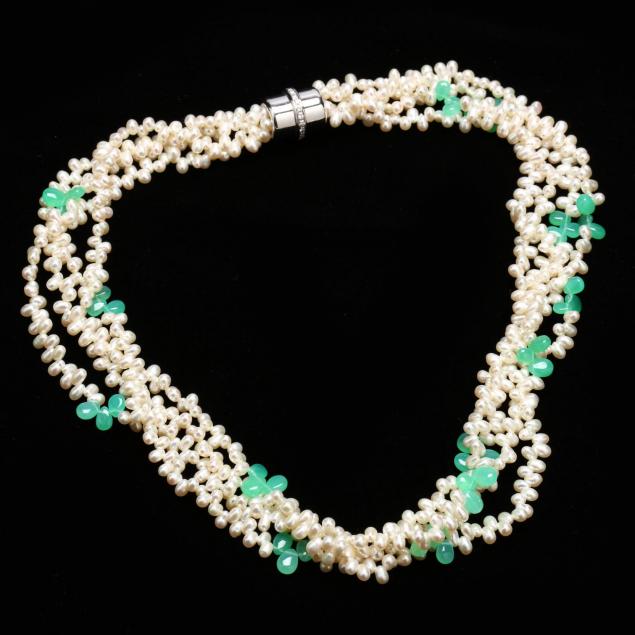 18kt-gold-pearl-chrysoprase-and-diamond-choker-necklace