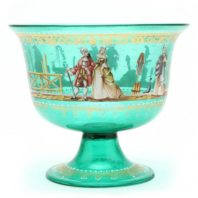 venetian-enamel-decorated-pedestal-bowl