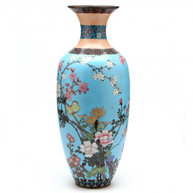 a-tall-blue-ground-cloisonne-vase-with-birds-and-flowers