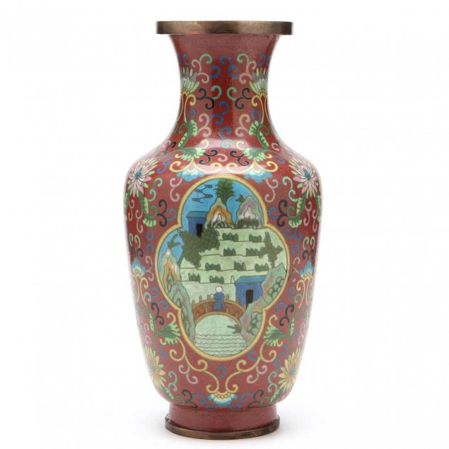 a-chinese-red-ground-cloisonne-vase-with-landscape
