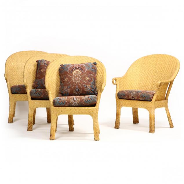 set-of-four-woven-leather-arm-chairs
