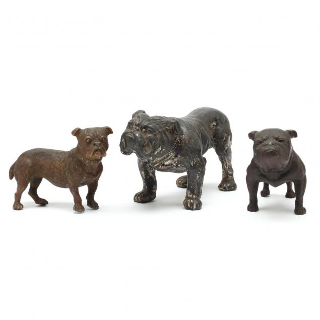 three-vintage-metal-bulldog-figures