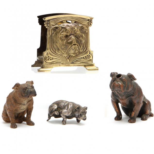 group-of-vintage-bulldog-form-desk-accessories