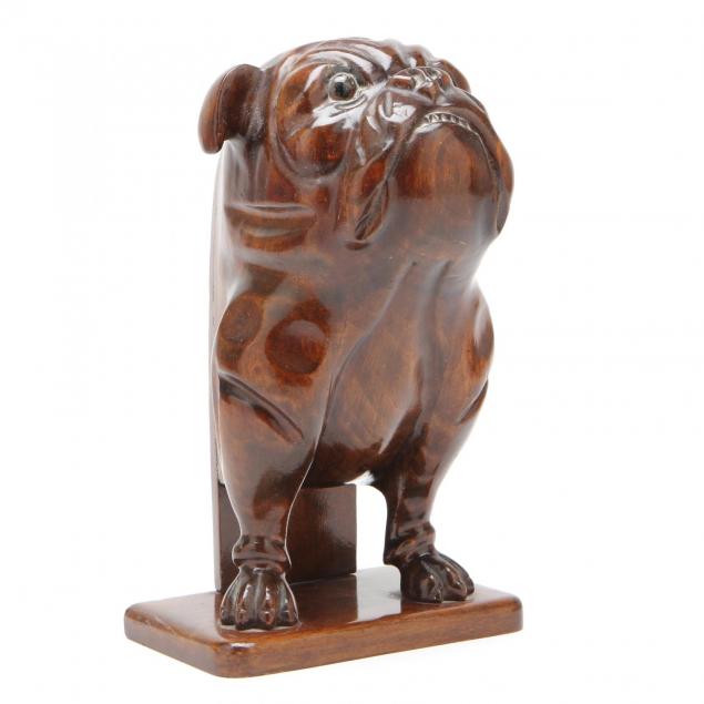 vintage-carved-wooden-bulldog-brush-holder