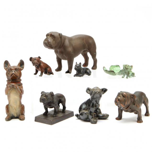 eight-vintage-cast-metal-bulldog-figures