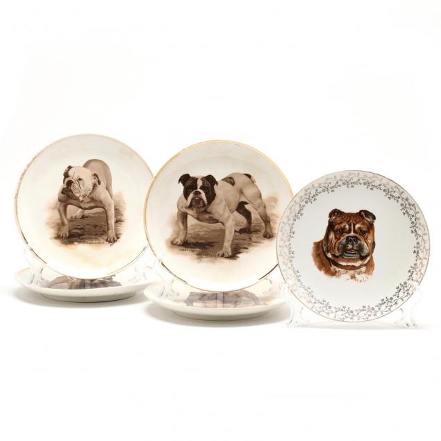 five-vintage-english-bulldog-portrait-plates