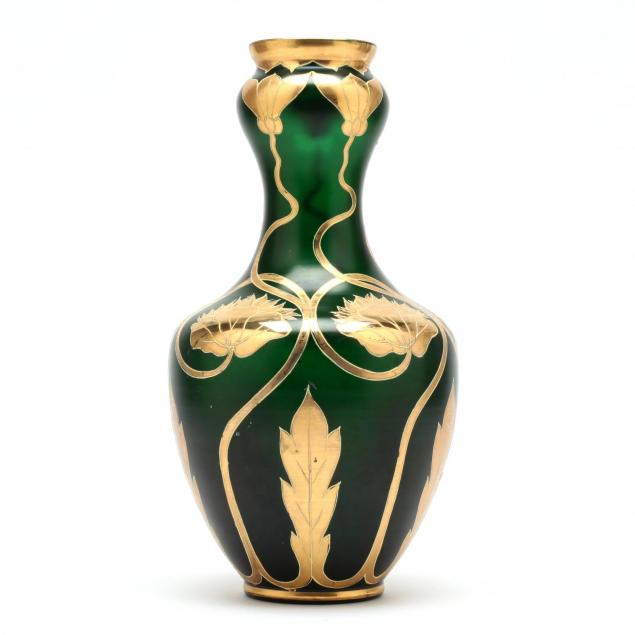 an-art-nouveau-gilt-decorated-art-glass-vase