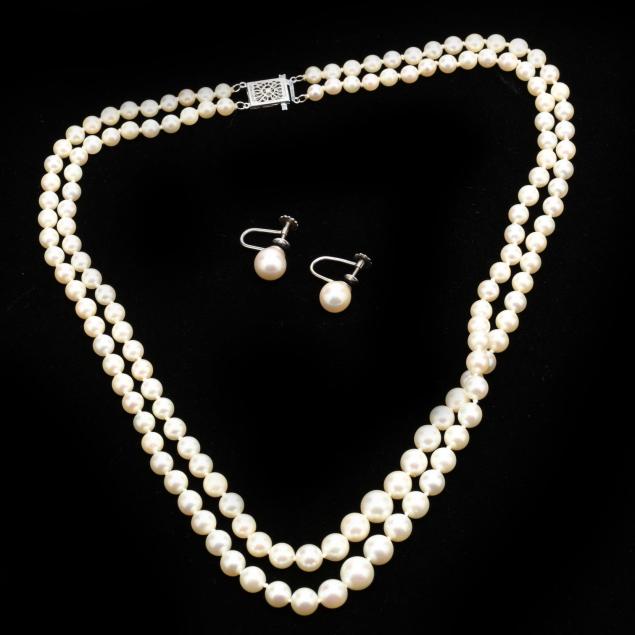 double-strand-pearl-necklace-and-earrings