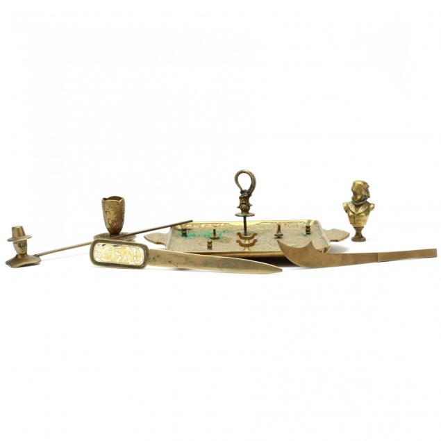 group-of-brass-desk-accessories