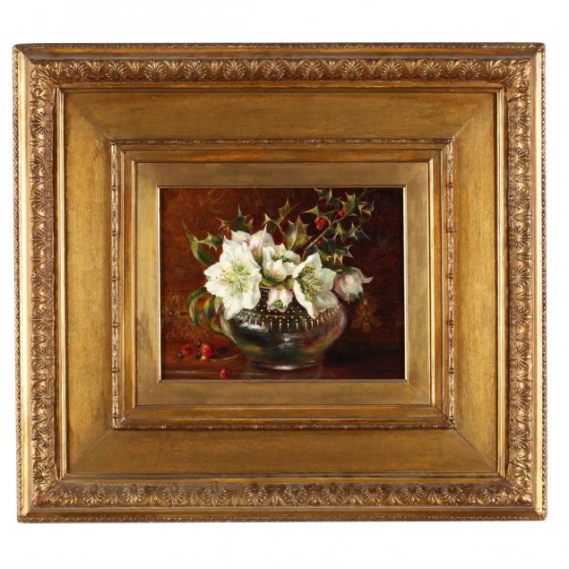 an-antique-english-school-still-life-i-christmas-roses-i